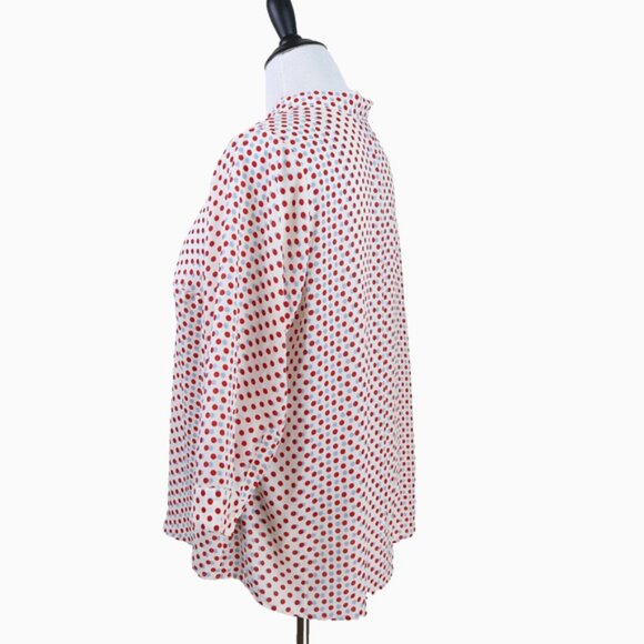 Modcloth Size 1X Pleasant Confidence Blouse Polka Dot Red Blue - Picture 4 of 11